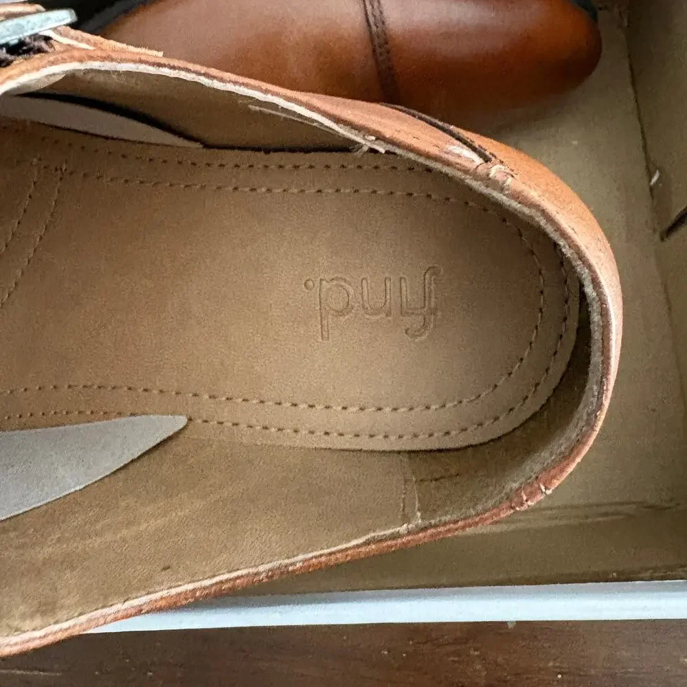 Find Brand Mens Monk Strap Dress Shoes 9 NWT Brown Leather Cap Toe